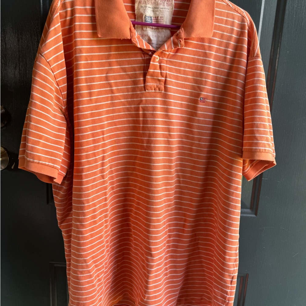 Aeropostale Orange Striped Polo Shirt